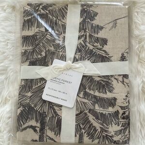 NWT Pottery Barn Rustic Forest Shower Curtain Woodland Cabin Mountain Deer Stag